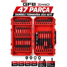 Ellante Gfb Xpro 47 Parça Darbeli Tornavida Ucu Seti – 25/50/75/90 mm Ph Pz Hex Torx Uçlar, Manyetik Somun Tutucu ve Vida Kılavuzu