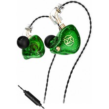 Wogel X2 Pro Green Profesyonel Dinamik Sürücü In Ear Monitör Iem Mikrofonlu Kablolu Kulak Içi Oyuncu Yayıncı Günlük Kullanım Kulaklık ( Mikrofonlu - 3.5mm Jacklı )