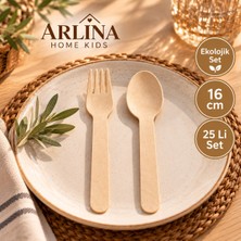 Arlina Home Kids 25 Kişilik Ekolojik Tahta Çatal-Kaşık Seti | 50PARÇA