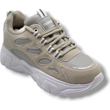 Queen Step 1001-26 Süet Cilt Simli Anatomik Kadın Sneaker