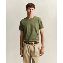 Gant Men's Green Crew Neck Regular Fit Logo T-Shirt