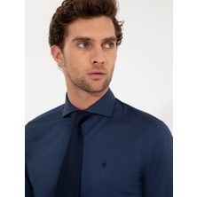 Cacharel Navy Slim Fit Long Sleeve Basic Shirt