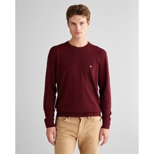 Gant Men's Burgundy Standard Fit Crew Neck Knit Sweater