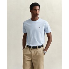 Gant Men's Blue Crew Neck Regular Fit Logo T-Shirt