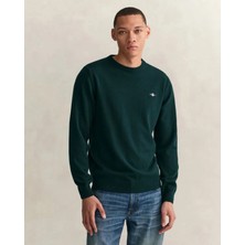 Gant Men's Green Regular Fit Crew Neck Wool Sweater