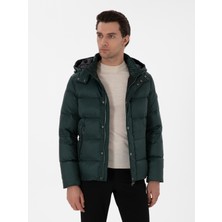 Cacharel Emerald Blue Hooded Goose Down Jacket