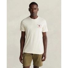 Gant Men's Cream Crew Neck Regular Fit Logo T-Shirt