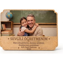 Kişiye Özel Uv Baskılı Ahşap Fotoğraf Çerçevesi 20X14 cm Fotoğraf ve Yazı Özelleştirilebilir Mdf Masaüstü Dekor Babalar Günü