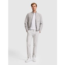 Cacharel Light Grey Slim Fit Cotton Blend Elastic Waist Canvas Trousers