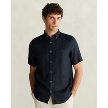 Gant Men's Black Button-Down Collar Logo Shirt