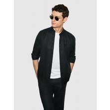 Cacharel Black Regular Fit %100 Linen Shirt