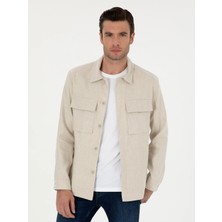 Cacharel Beige Slim Fit Linen Blend Overshirt