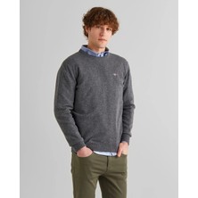 Gant Men's Grey Regular Fit Crew Neck Wool Sweater