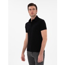 Cacharel Black Slim Fit Cotton Blend Polo Collar Pocket T-Shirt