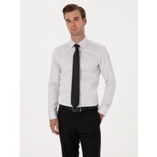Cacharel Light Grey Slim Fit %100 Cotton Classic Shirt