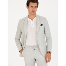 Cacharel Light Grey Slim Fit %100 Linen Blazer