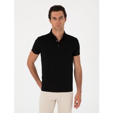 Cacharel Black Slim Fit %100 Cotton Polo Collar T-Shirt