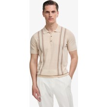 Cacharel Ecru Slim Fit Linen Blend Polo Collar Knit T-Shirt