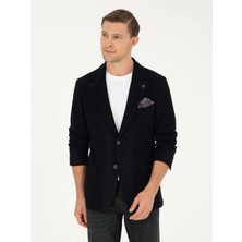Cacharel Dark Navy Slim Fit Wool Blend Striped Blazer