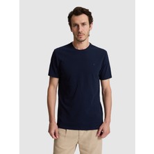Cacharel Navy Regular Fit Cotton Blend Striped Crew Neck T-Shirt