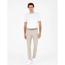 Cacharel Beige Slim Fit Cotton Blend Canvas Trousers