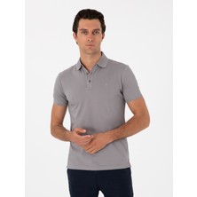 Cacharel Dark Grey Slim Fit Polo Collar Cotton Basic T-Shirt