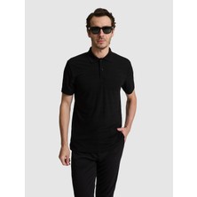 Cacharel Black Slim Fit Polo Collar T-Shirt