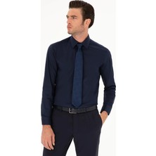 Cacharel Navy Slim Fit Cotton Blend Shirt