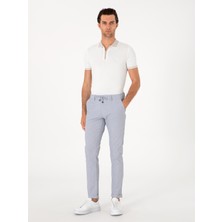 Cacharel Light Blue Slim Fit Waffle Textured Drawstring Waist Casual Trousers