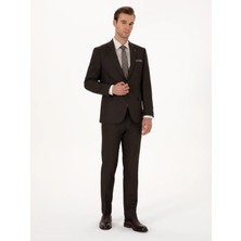 Cacharel Brown Slim Fit Micro Patterned Suit
