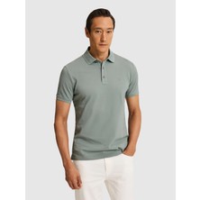 Cacharel Almond Green Slim Fit Pure Cotton Polo Collar Basic T-Shirt