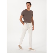 Cacharel Ecru Carrot Fit Linen Blend Drawstring Waist Canvas Trousers
