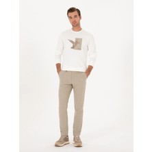 Cacharel Beige Slim Fit Wool Blend Canvas Trousers