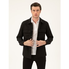 Cacharel Black Slim Fit Linen Blend Overshirt