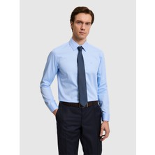 Cacharel Blue Slim Fit Classic Collar Basic Shirt