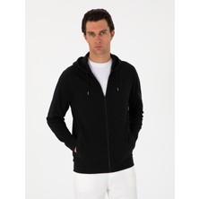 Cacharel Black Regular Fit Full-Zip Hooded Sweatshirt