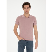 Cacharel Pink Slim Fit Polo Collar Knit T-Shirt