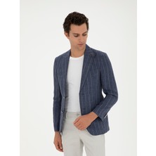 Cacharel Indigo Slim Fit %100 Linen Blazer