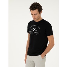 Cacharel Black Slim Fit Crew Neck Patterned T-Shirt