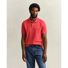 Gant Men's Red Regular Fit Logo Polo Collar T-Shirt