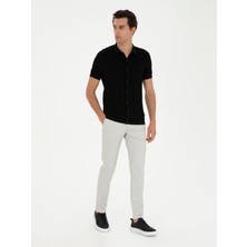 Cacharel Stone Slim Fit Elastic Waist Canvas Trousers