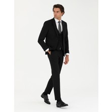Cacharel Black Slim Fit Wool Blend Suit With Vest