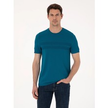 Cacharel Petrol Blue Slim Fit Crew Neck Knit T-Shirt