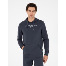 Cacharel Anthracite Regular Fit Cotton Blend Hooded Sweatshirt
