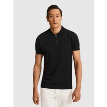Cacharel Black Slim Fit Zip Polo Collar Knit T-Shirt