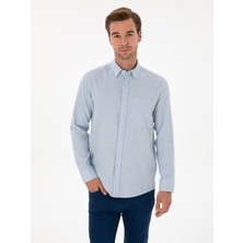 Cacharel Light Blue Slim Fit %100 Cotton Shirt