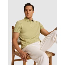 Cacharel Green Slim Fit Pure Cotton Polo Neck Basic T-Shirt