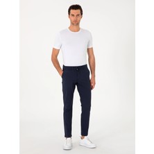Cacharel Dark Navy Slim Fit Waffle Drawstring Waist Casual Trousers