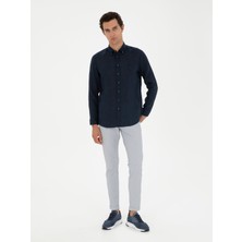 Cacharel Light Blue Slim Fit Drawstring Waist Canvas Trousers