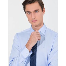 Cacharel Blue Slim Fit Long Sleeve Basic Shirt